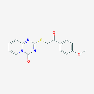 molecular formula C16H13N3O3S B2429664 2-[2-(4-甲氧基苯基)-2-氧代乙基]硫代吡啶[1,2-a][1,3,5]三唑-4-酮 CAS No. 896332-24-4