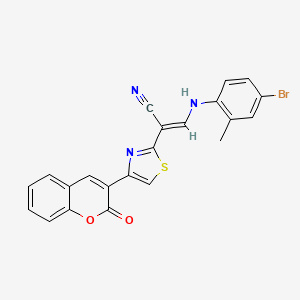molecular formula C22H14BrN3O2S B2429679 (2E)-3-[(4-bromo-2-methylphenyl)amino]-2-[4-(2-oxo-2H-chromen-3-yl)-1,3-thiazol-2-yl]prop-2-enenitrile CAS No. 683257-71-8