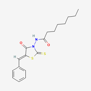 molecular formula C18H22N2O2S2 B2429682 (Z)-N-(5-benzylidene-4-oxo-2-thioxothiazolidin-3-yl)octanamide CAS No. 303055-98-3