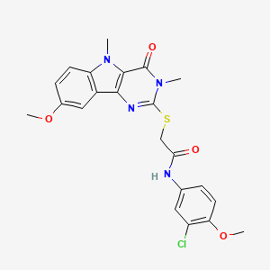 molecular formula C22H21ClN4O4S B2429698 N-(3-chloro-4-methoxyphenyl)-2-({8-methoxy-3,5-dimethyl-4-oxo-3H,4H,5H-pyrimido[5,4-b]indol-2-yl}sulfanyl)acetamide CAS No. 1113102-21-8