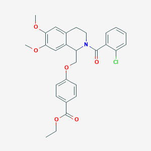 molecular formula C28H28ClNO6 B2429747 ethyl 4-{[2-(2-chlorobenzoyl)-6,7-dimethoxy-1,2,3,4-tetrahydroisoquinolin-1-yl]methoxy}benzoate CAS No. 449766-62-5
