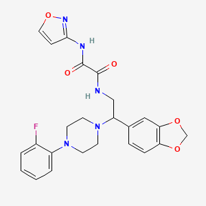 molecular formula C24H24FN5O5 B2429755 N1-(2-(benzo[d][1,3]dioxol-5-yl)-2-(4-(2-fluorophenyl)piperazin-1-yl)ethyl)-N2-(isoxazol-3-yl)oxalamide CAS No. 1210657-57-0
