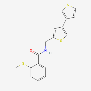 molecular formula C17H15NOS3 B2429766 N-({[3,3'-bithiophene]-5-yl}methyl)-2-(methylsulfanyl)benzamide CAS No. 2380069-40-7
