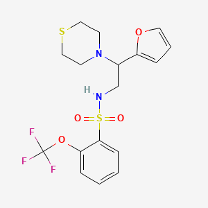 molecular formula C17H19F3N2O4S2 B2429776 N-(2-(furan-2-yl)-2-thiomorpholinoethyl)-2-(trifluoromethoxy)benzenesulfonamide CAS No. 2034399-23-8