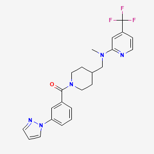 molecular formula C23H24F3N5O B2429797 N-methyl-N-({1-[3-(1H-pyrazol-1-yl)benzoyl]piperidin-4-yl}methyl)-4-(trifluoromethyl)pyridin-2-amine CAS No. 2415624-00-7