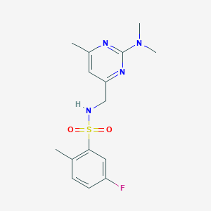 N-((2-(dimethylamino)-6-methylpyrimidin-4-yl)methyl)-5-fluoro-2-methylbenzenesulfonamide