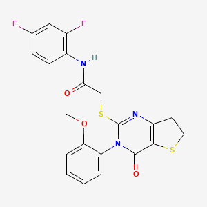 molecular formula C21H17F2N3O3S2 B2429809 N-(2,4-difluorophenyl)-2-{[3-(2-methoxyphenyl)-4-oxo-3H,4H,6H,7H-thieno[3,2-d]pyrimidin-2-yl]sulfanyl}acetamide CAS No. 686772-15-6
