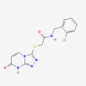 molecular formula C14H12ClN5O2S B2429825 N-(2-chlorobenzyl)-2-((7-oxo-7,8-dihydro-[1,2,4]triazolo[4,3-a]pyrimidin-3-yl)thio)acetamide CAS No. 877638-58-9