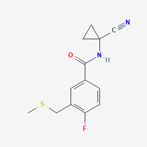 molecular formula C13H13FN2OS B2429843 N-(1-Cyanocyclopropyl)-4-fluoro-3-(methylsulfanylmethyl)benzamide CAS No. 1436285-76-5