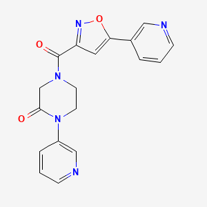 molecular formula C18H15N5O3 B2429858 1-(Pyridin-3-yl)-4-[5-(pyridin-3-yl)-1,2-oxazole-3-carbonyl]piperazin-2-one CAS No. 2097867-77-9