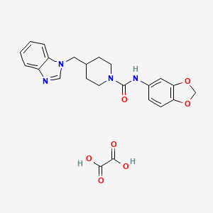 molecular formula C23H24N4O7 B2429861 4-((1H-benzo[d]imidazol-1-yl)methyl)-N-(benzo[d][1,3]dioxol-5-yl)piperidine-1-carboxamide oxalate CAS No. 1351595-47-5
