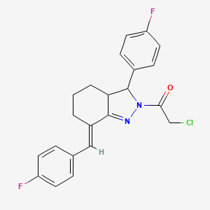 2-chloro-1-[3-(4-fluorophenyl)-7-[(4-fluorophenyl)methylidene]-3,3a,4,5,6,7-hexahydro-2H-indazol-2-yl]ethan-1-one