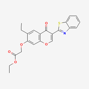 molecular formula C22H19NO5S B2429934 ethyl 2-{[3-(1,3-benzothiazol-2-yl)-6-ethyl-4-oxo-4H-chromen-7-yl]oxy}acetate CAS No. 300556-30-3