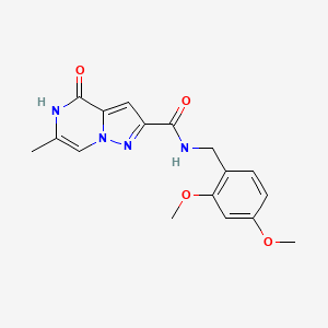 molecular formula C17H18N4O4 B2429955 N-(2,4-dimethoxybenzyl)-6-methyl-4-oxo-4,5-dihydropyrazolo[1,5-a]pyrazine-2-carboxamide CAS No. 1775493-07-6