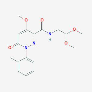 molecular formula C17H21N3O5 B2430006 N-(2,2-dimethoxyethyl)-4-methoxy-1-(2-methylphenyl)-6-oxo-1,6-dihydropyridazine-3-carboxamide CAS No. 921786-64-3