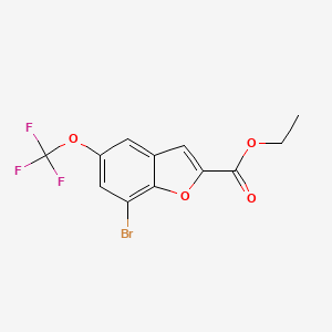 molecular formula C12H8BrF3O4 B2430110 Ethyl 7-bromo-5-(trifluoromethoxy)benzofuran-2-carboxylate CAS No. 2379918-36-0