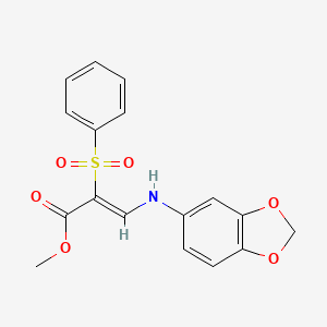 molecular formula C17H15NO6S B2430172 methyl (2Z)-3-(1,3-benzodioxol-5-ylamino)-2-(phenylsulfonyl)acrylate CAS No. 1327184-21-3