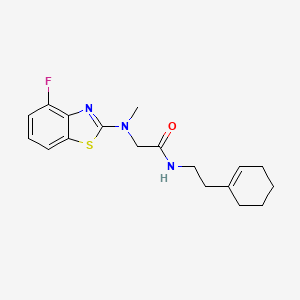molecular formula C18H22FN3OS B2430180 N-(2-(cyclohex-1-en-1-yl)ethyl)-2-((4-fluorobenzo[d]thiazol-2-yl)(methyl)amino)acetamide CAS No. 1351644-93-3