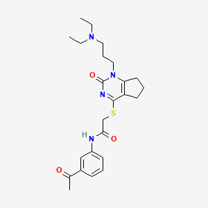 molecular formula C24H32N4O3S B2430192 N-(3-acetylphenyl)-2-((1-(3-(diethylamino)propyl)-2-oxo-2,5,6,7-tetrahydro-1H-cyclopenta[d]pyrimidin-4-yl)thio)acetamide CAS No. 898460-58-7