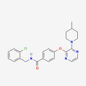 molecular formula C24H25ClN4O2 B2430227 N-[(2-chlorophenyl)methyl]-4-{[3-(4-methylpiperidin-1-yl)pyrazin-2-yl]oxy}benzamide CAS No. 1251599-45-7