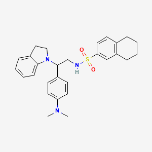 molecular formula C28H33N3O2S B2430231 N-[2-(2,3-dihydro-1H-indol-1-yl)-2-[4-(dimethylamino)phenyl]ethyl]-5,6,7,8-tetrahydronaphthalene-2-sulfonamide CAS No. 946288-39-7