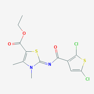molecular formula C13H12Cl2N2O3S2 B2430266 ethyl (2E)-2-[(2,5-dichlorothiophene-3-carbonyl)imino]-3,4-dimethyl-2,3-dihydro-1,3-thiazole-5-carboxylate CAS No. 476641-49-3