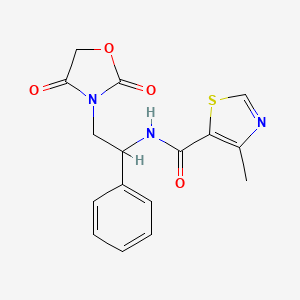 molecular formula C16H15N3O4S B2430278 N-[2-(2,4-dioxo-1,3-oxazolidin-3-yl)-1-phenylethyl]-4-methyl-1,3-thiazole-5-carboxamide CAS No. 1903595-50-5