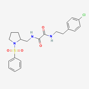 molecular formula C21H24ClN3O4S B2430300 N1-(4-chlorophenethyl)-N2-((1-(phenylsulfonyl)pyrrolidin-2-yl)methyl)oxalamide CAS No. 896266-23-2