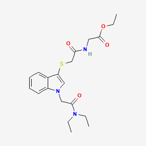 molecular formula C20H27N3O4S B2430344 ethyl 2-[2-({1-[(diethylcarbamoyl)methyl]-1H-indol-3-yl}sulfanyl)acetamido]acetate CAS No. 877658-26-9