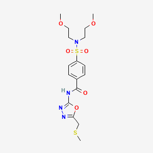 4-[bis(2-methoxyethyl)sulfamoyl]-N-[5-(methylsulfanylmethyl)-1,3,4-oxadiazol-2-yl]benzamide