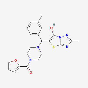 Furan-2-yl(4-((6-hydroxy-2-methylthiazolo[3,2-b][1,2,4]triazol-5-yl)(m-tolyl)methyl)piperazin-1-yl)methanone