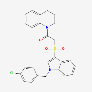 2-[1-[(4-chlorophenyl)methyl]indol-3-yl]sulfonyl-1-(3,4-dihydro-2H-quinolin-1-yl)ethanone