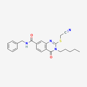 N-benzyl-2-((cyanomethyl)thio)-4-oxo-3-pentyl-3,4-dihydroquinazoline-7-carboxamide