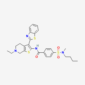 molecular formula C28H32N4O3S3 B2430417 N-(3-(benzo[d]thiazol-2-yl)-6-ethyl-4,5,6,7-tetrahydrothieno[2,3-c]pyridin-2-yl)-4-(N-butyl-N-methylsulfamoyl)benzamide CAS No. 489470-32-8