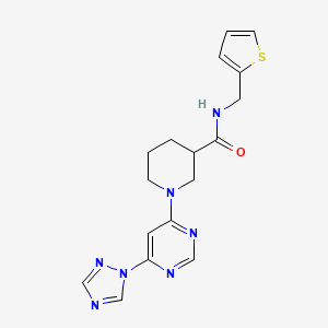 molecular formula C17H19N7OS B2430434 1-(6-(1H-1,2,4-triazol-1-yl)pyrimidin-4-yl)-N-(thiophen-2-ylmethyl)piperidine-3-carboxamide CAS No. 1797563-12-2