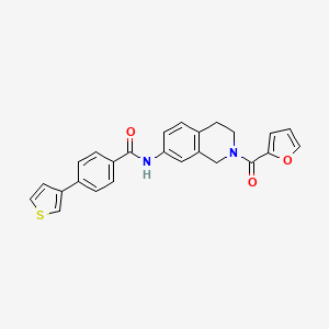 molecular formula C25H20N2O3S B2430447 N-(2-(furan-2-carbonyl)-1,2,3,4-tetrahydroisoquinolin-7-yl)-4-(thiophen-3-yl)benzamide CAS No. 2034519-02-1