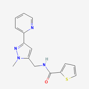 molecular formula C15H14N4OS B2430453 N-{[1-methyl-3-(pyridin-2-yl)-1H-pyrazol-5-yl]methyl}thiophene-2-carboxamide CAS No. 2309750-80-7
