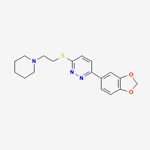 molecular formula C18H21N3O2S B2430458 3-(2H-1,3-benzodioxol-5-yl)-6-{[2-(piperidin-1-yl)ethyl]sulfanyl}pyridazine CAS No. 899968-55-9
