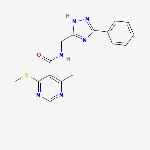 2-tert-butyl-4-methyl-6-(methylsulfanyl)-N-[(3-phenyl-1H-1,2,4-triazol-5-yl)methyl]pyrimidine-5-carboxamide