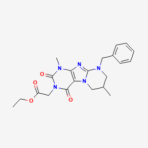 ethyl 2-(9-benzyl-1,7-dimethyl-2,4-dioxo-1,2,6,7,8,9-hexahydropyrimido[2,1-f]purin-3(4H)-yl)acetate