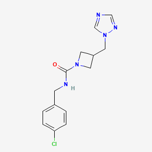 molecular formula C14H16ClN5O B2430502 3-((1H-1,2,4-triazol-1-yl)methyl)-N-(4-chlorobenzyl)azetidine-1-carboxamide CAS No. 2310017-87-7