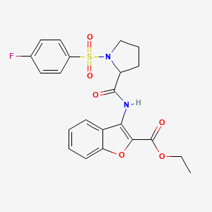 Ethyl 3-(1-((4-fluorophenyl)sulfonyl)pyrrolidine-2-carboxamido)benzofuran-2-carboxylate