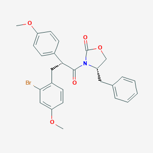 molecular formula C27H26BrNO5 B024306 (S)-4-Benzyl-3-[(S)-3-(2-bromo-4-methoxyphenyl)-2-(4-methoxyphenyl)propanoyl]-2-oxazolidinone CAS No. 917379-10-3