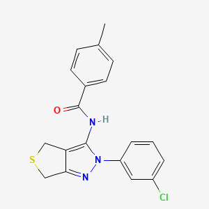 molecular formula C19H16ClN3OS B2430619 N-[2-(3-chlorophenyl)-2H,4H,6H-thieno[3,4-c]pyrazol-3-yl]-4-methylbenzamide CAS No. 450340-61-1