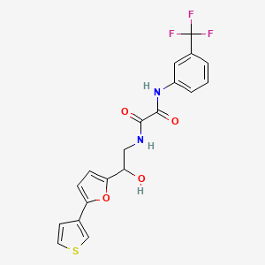 molecular formula C19H15F3N2O4S B2430623 N1-(2-hydroxy-2-(5-(thiophen-3-yl)furan-2-yl)ethyl)-N2-(3-(trifluoromethyl)phenyl)oxalamide CAS No. 2034345-75-8