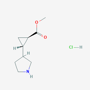 molecular formula C9H16ClNO2 B2430627 Methyl (1R,2S)-2-pyrrolidin-3-ylcyclopropane-1-carboxylate;hydrochloride CAS No. 2416222-48-3