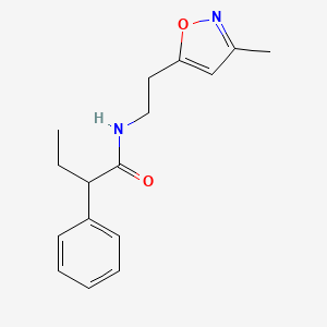 molecular formula C16H20N2O2 B2430658 N-[2-(3-METHYL-1,2-OXAZOL-5-YL)ETHYL]-2-PHENYLBUTANAMIDE CAS No. 1421443-50-6