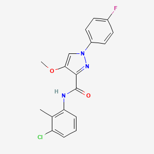 molecular formula C18H15ClFN3O2 B2430678 N-(3-chloro-2-methylphenyl)-1-(4-fluorophenyl)-4-methoxy-1H-pyrazole-3-carboxamide CAS No. 1020455-25-7