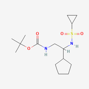 molecular formula C15H28N2O4S B2430688 tert-butyl N-(2-cyclopentyl-2-cyclopropanesulfonamidoethyl)carbamate CAS No. 1803608-80-1