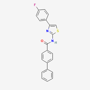 molecular formula C22H15FN2OS B2430762 N-[4-(4-FLUOROPHENYL)-1,3-THIAZOL-2-YL]-[1,1'-BIPHENYL]-4-CARBOXAMIDE CAS No. 313528-86-8